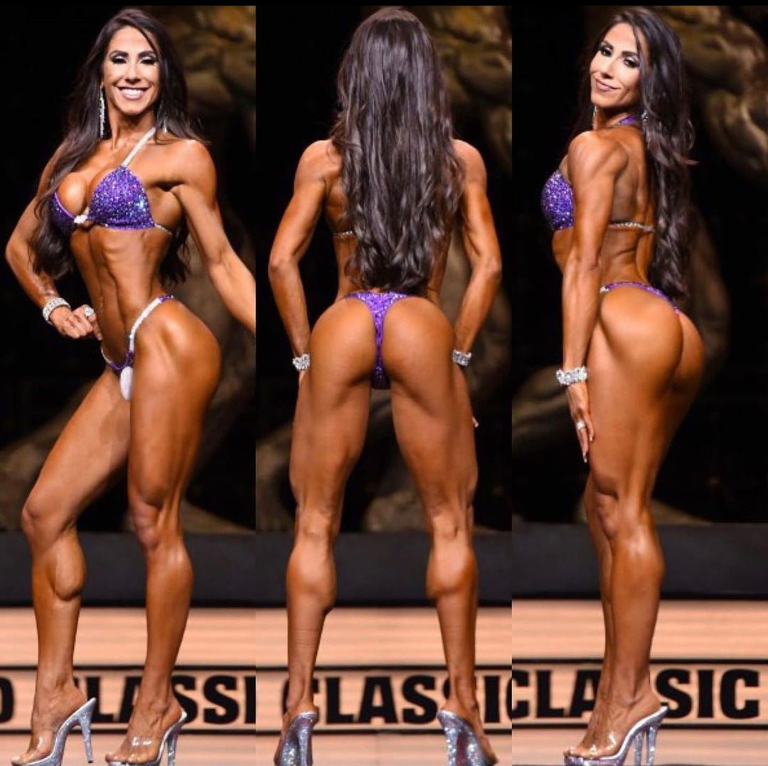 Angelica winning the Arnold in her custom Buff Bikini